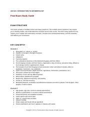 Final Exam Study Guide Ant Apr B Docx Ant Introduction To