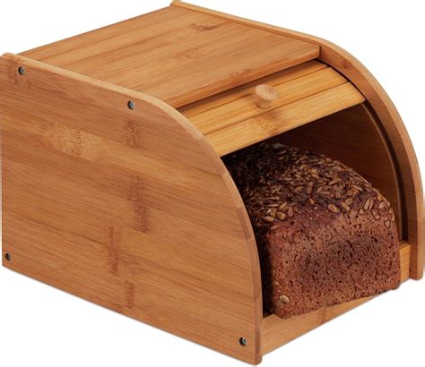 Relaxdays Broodtrommel Bamboe Brooddoos Hout Met Schuifdeksel