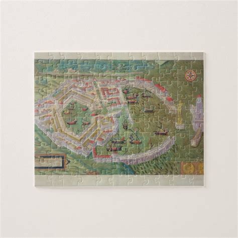 Map Of Ostia From Civitates Orbis Terrarum By G Jigsaw Puzzle