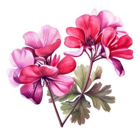 Pintura Rosa De Flores De Geranio Rojo Y Violeta Stock De Ilustraci N