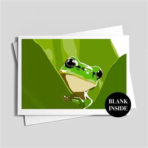 Frog Card Digitally Painted Cute Frog Funny Greeting Card Etsy