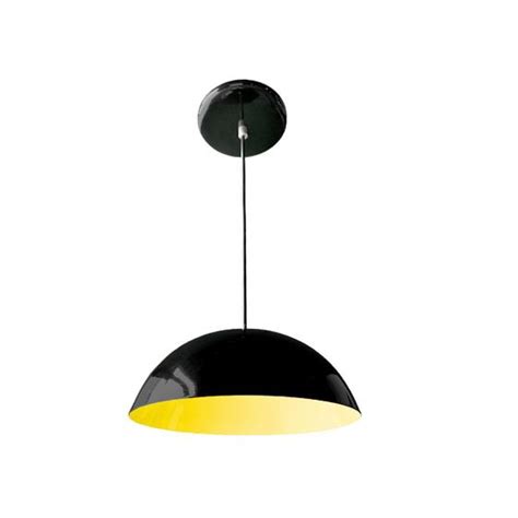 Luminária Pendente Meia Lua 50cm Interior Amarelo Fiação 110 220v