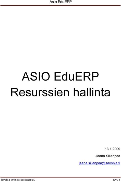 Asio Eduerp Resurssien Hallinta Pdf Ilmainen Lataus