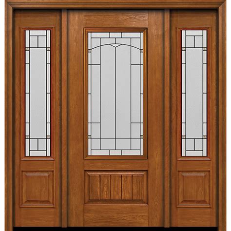 ESWDA 54x80 Exterior Cherry Plank Panel 3 4 Lite Single Entry Door