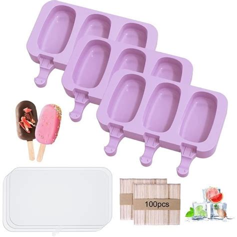 3 Pièces Moule À Crème Glacée En Silicone Grands Moule À Popsicle Avec