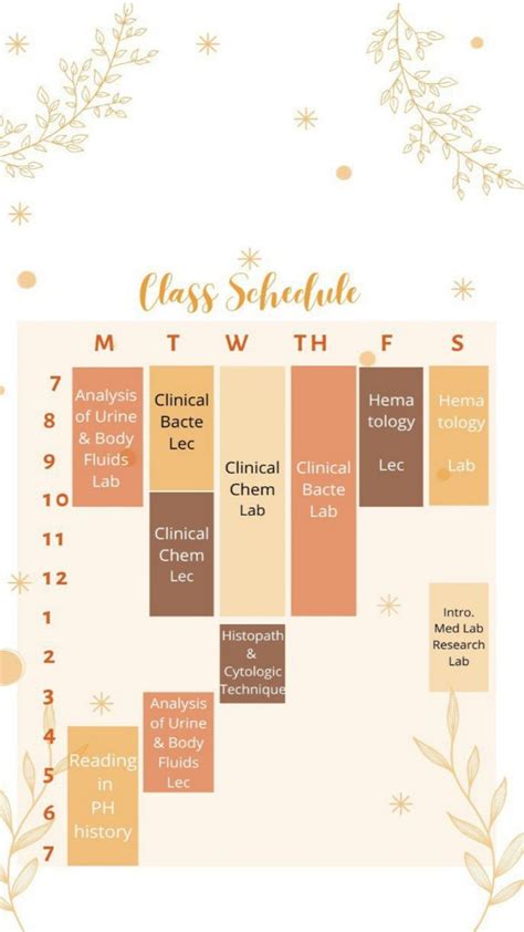 Class Schedule Aesthetic Class Schedule Class Schedule Template