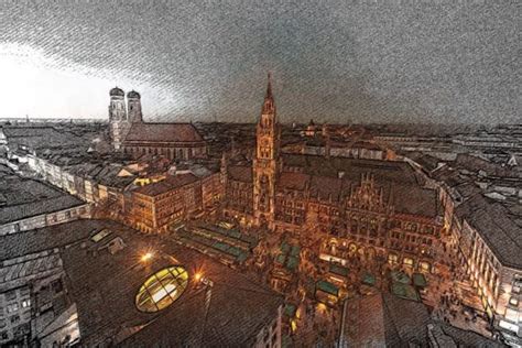 Marienplatz View Color Sketch Graphic by Poster Boutique · Creative Fabrica