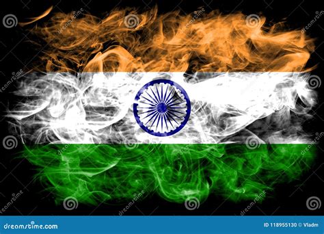 India Smoke Flag On A Black Background Stock Illustration