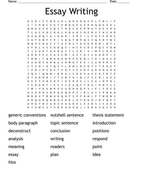 Essay Writing Word Search WordMint