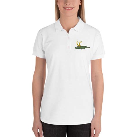 Alligator Loki Embroidered Womens Polo Shirt Etsy