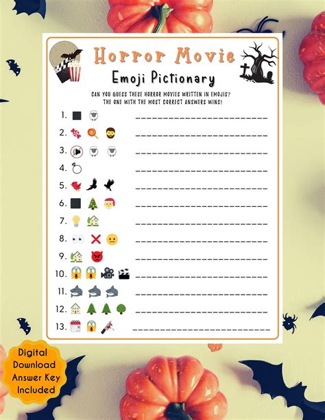 Halloween Horror Movie Emoji Pictionary Game Scary Movie Emoji Games ...