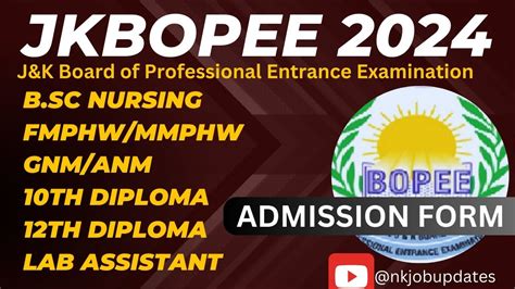 Jkbopee B Sc Nursing Application Form Jkbopee Gnm Anm