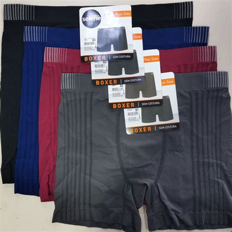 Kit De Cueca Boxer Plus Size Selene Sem Costura Cintura Mais Alto