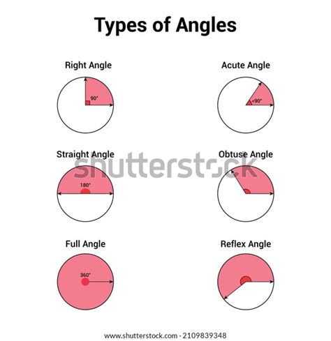 Types Angles Acute Obtuse Right Straight Stock Vector Royalty Free