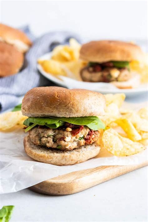 Spinach Feta Turkey Burgers With Sun Dried Tomatoes Recipe Turkey