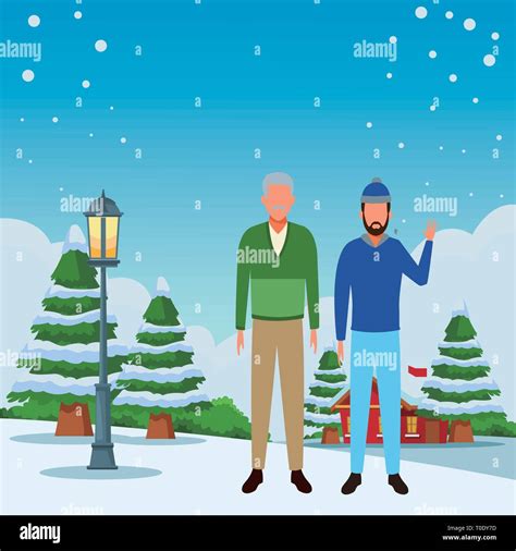 men wearing winter clothes Stock Vector Image & Art - Alamy