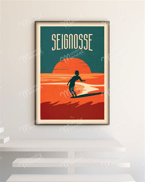 Affiche Marcel Seignosse Surfing Taille 30 X 40 Cm