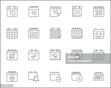 日期和日曆圖示行樣式集向量圖形及更多一週圖片 一週 事件 互聯網 Istock