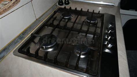 A Blue Fire Is Burning On Gas Stove Gas At Home Stock Photo Image Of