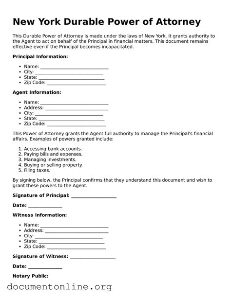 Free New York Durable Power of Attorney Forms ≡ Blank PDF Template