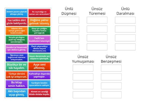 Ses Olayları Özet etkinliği Group sort