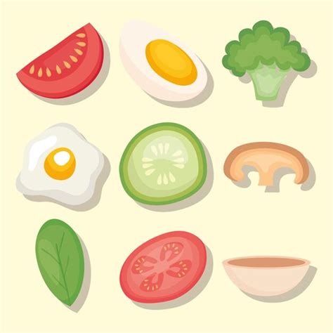 Premium Vector Healthy Food Set Isolated On Yellow