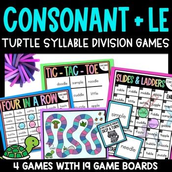 Consonant Le Turtle Words Syllable Division Games Phonics Centers