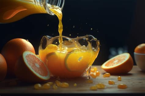 Premium Ai Image Orange Juice With Some Oranges On The Table Created With Generative Ai Technology