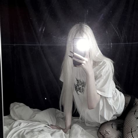 Pin by 𖤐 on ㅤㅤ | Bra and panty pics, White hair, Blonde goth
