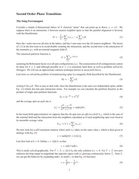 Second Order Phase Transitions