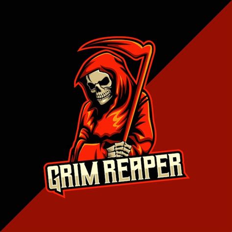 Plantilla De Logotipo De Mascota De Grim Reaper Vector Premium