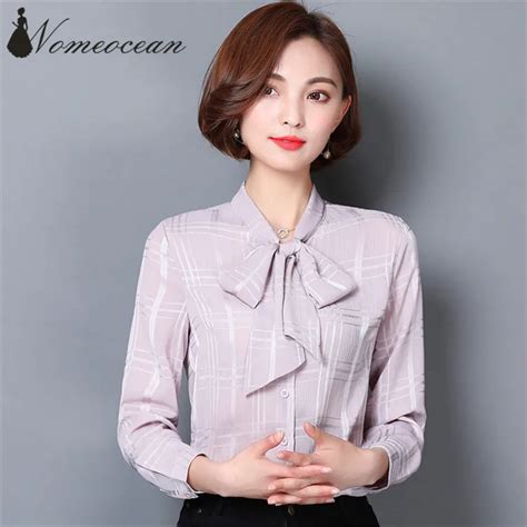 Elegant Ol Shirts Plaid Pattern Breathable Chiffon Blouses 2017 Summer