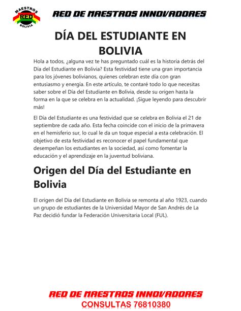 DÍA DEL ESTUDIANTE EN BOLIVIA RMI MINEDU