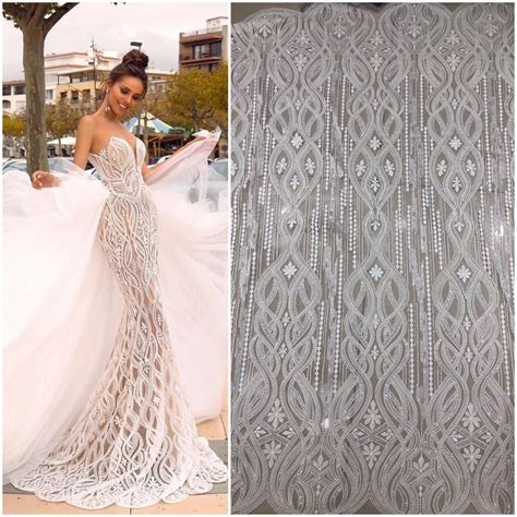 NEW Collection Beading Lace Fabric White Wedding Dress Fabric Fashion