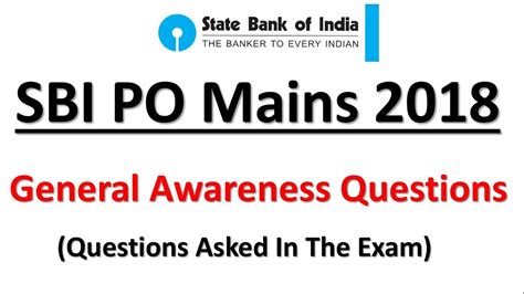 General Awareness Questions Asked In SBI PO Mains 2018 GA GK