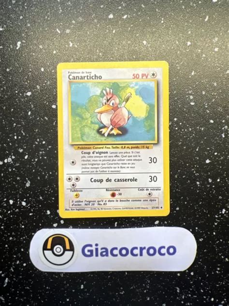 CARTE POKÉMON FRANÇAIS Wizard Set De Base Canarticho 27 102 Édition 2