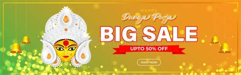 Vector Illustration For Durga Puja Sale Banner Stock Vector