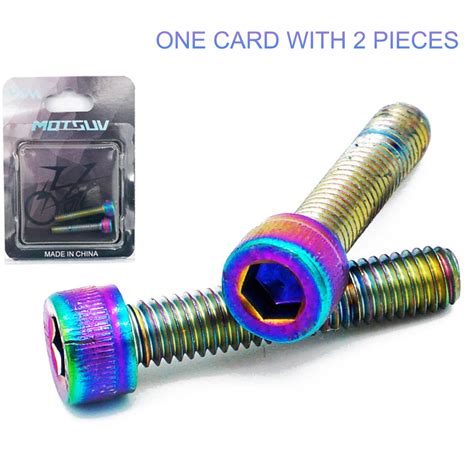 2pcs M6 Bicycle Headset Bolts 30mm Colorful Stem Bolts Titanium Road