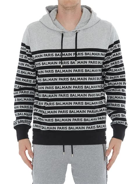 Balmain Logo Lettering Hoodie In Black Modesens Balmain Man Hoodie