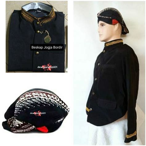 Jual Set Pakaian Bapak Beskap Jogja Bordir Blangkon Baju Adat Jawa