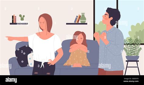 Angry parents quarrel, domestic conflict in family vector illustration ...