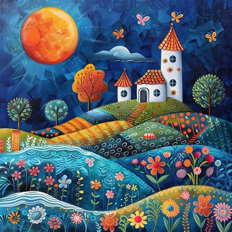 Folk Art Landscape Free Stock Photo - Public Domain Pictures