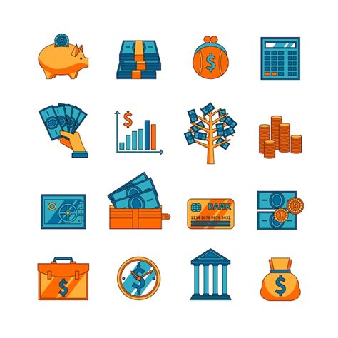 Conjunto De Iconos Planos De Negocio De Finanzas Vector Gratis