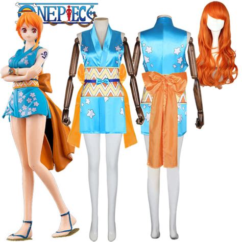 Anime One Piece Nami Cosplay Costume Wanokuni Style Nami Dress Outfit Japanese Kimono Bathrobe ...