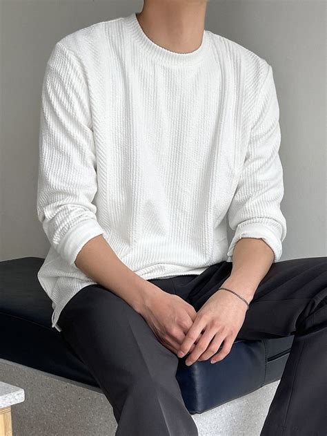 White Casual Collar Long Sleeve Fabric Plain Embellished Slight Stretch Men Clothing Long