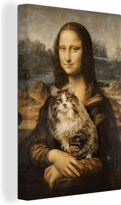 Toile De Oude Meesters 40x60 Peinture Sur Toile Mona Lisa Chat