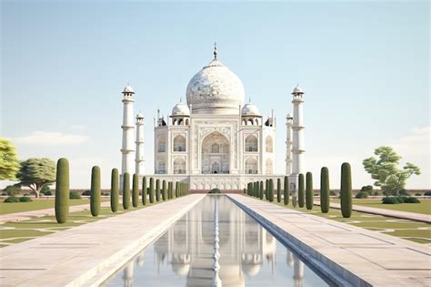 Una De Las Maravillas Del Mundo El Majestuoso Taj Mahal Vector Premium