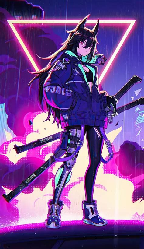 Anime Girl Neon Wallpaper | Loonaz