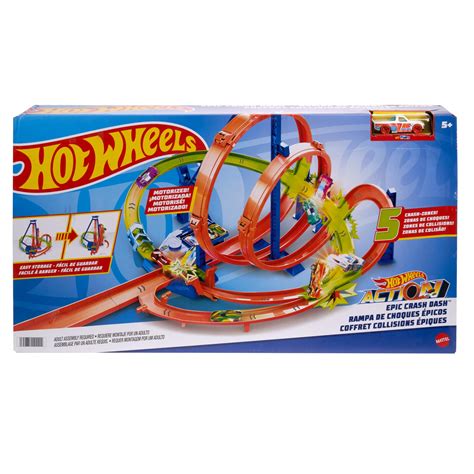 Hot Wheels Toy Car Track Set Action Epic Crash Dash With 1 64 Scale Vehicle 5 Action Zones