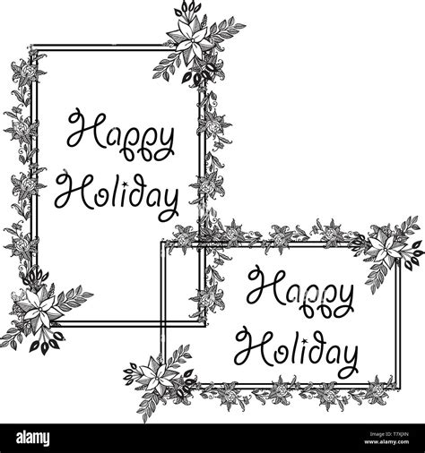 Vector Illustration Design Flower Frame For Lettering Happy Holiday